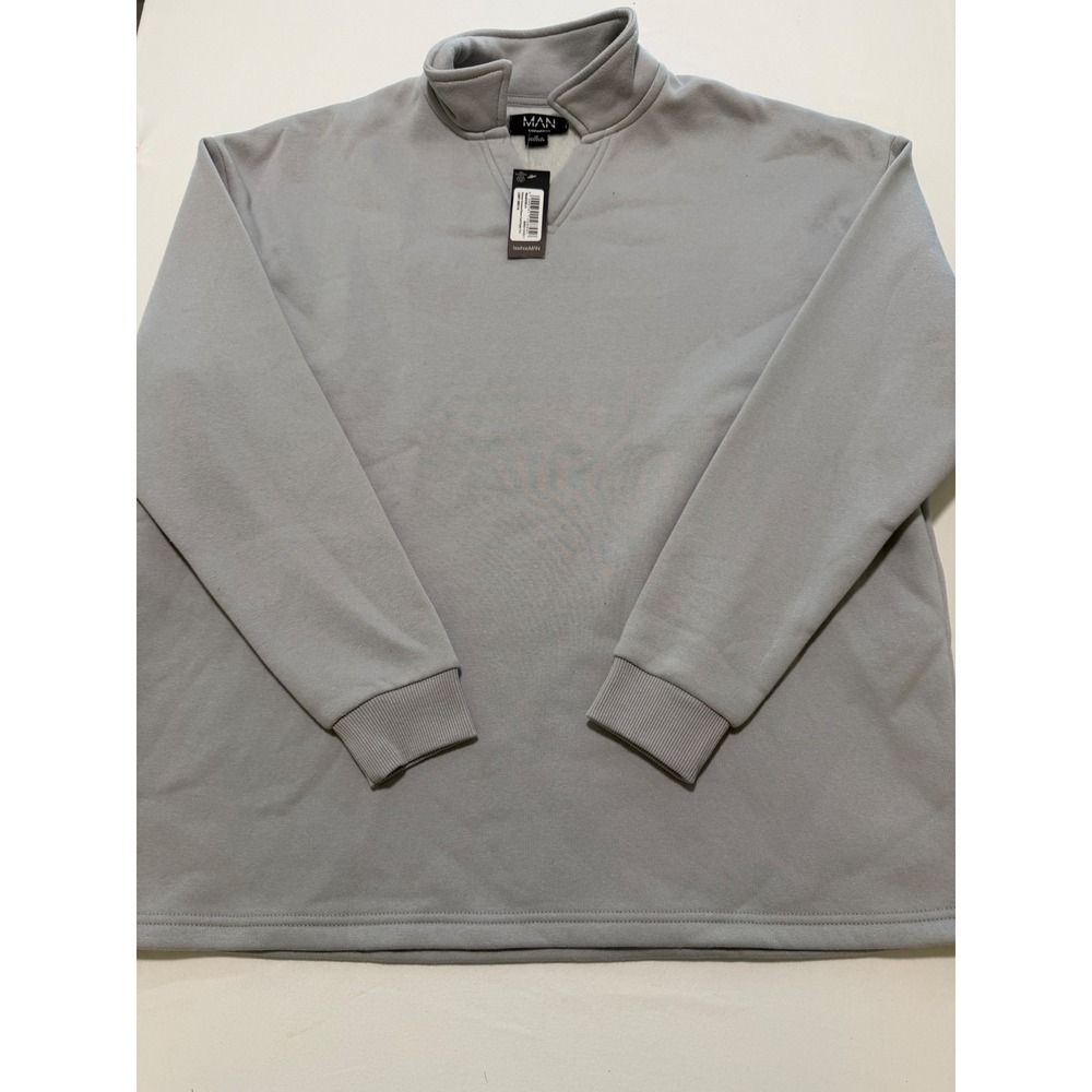boohooMAN Extreme Oversized Revere Neck Rugby Polo Light Grey M BMM62115-508-56